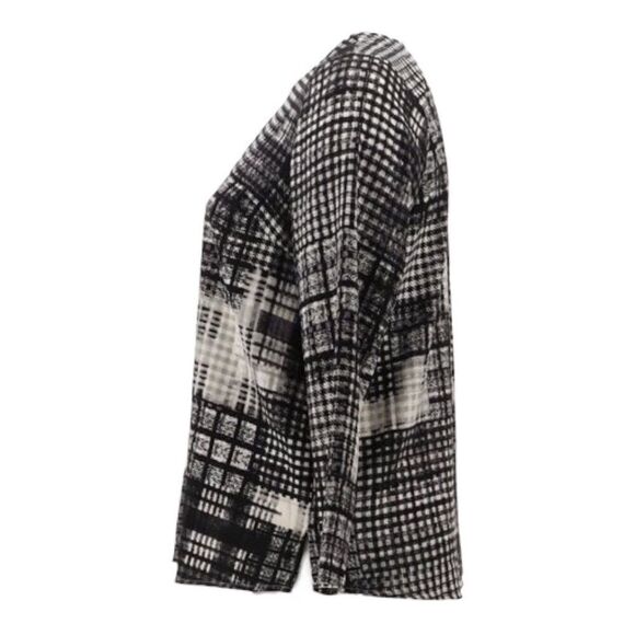 Denim & Co. Patchwork Plaid Stretch Woven Blouse - Picture 4 of 6